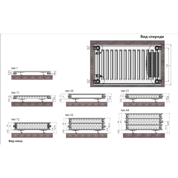 Радиатор отопления стальной Termoteknik 33 тип нижнее подключение 400x600