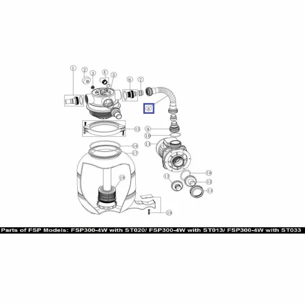 Шланг подключения фильт-насос с муфтами для ф/у Emaux FSP300 89030202