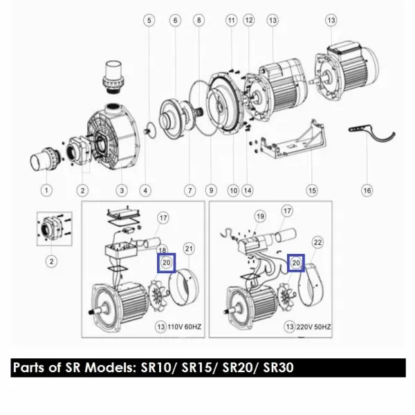 Крыльчатка вентилятора насоса Emaux SB/SR20/30 01031006