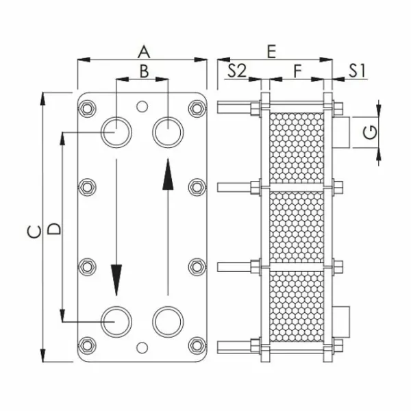 Теплообмінник пластинчастий Techno System (140 кВт, 316L)