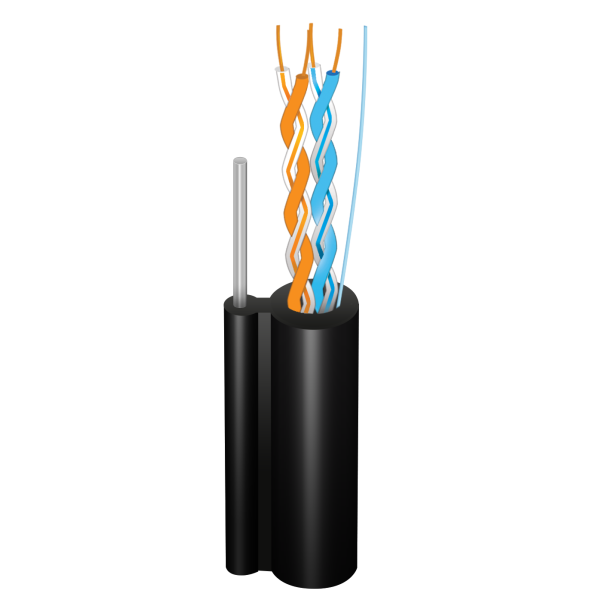 Кабель витая пара внешний с тросом медный UTP CAT5e 2P 24AWG PE-M B 500м 2x2x0,51 Finmark