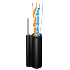 Кабель витая пара внешний с тросом медный UTP CAT5e 2P 24AWG PE-M B 500м 2x2x0,51 Finmark