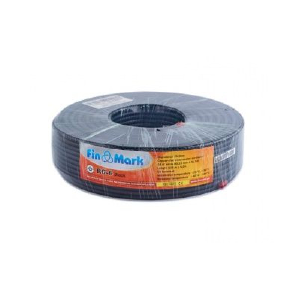 Коаксиальный телевизионный кабель биметалл RG-6 черный 100м FinMark